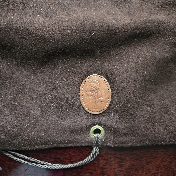 Vintage Brown Suede Jewelry Travel Roll - Rose Embossed - Picture 3 of 9